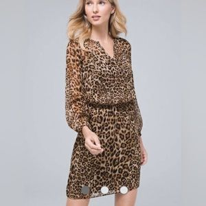 White House Black Market Leopard Blouson Dress
